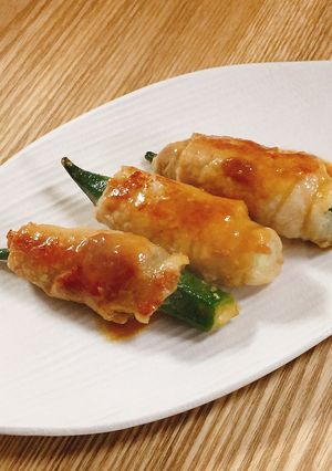 豚ロースで\みそみそ/肉巻きオクラ-レシピのメイン写真