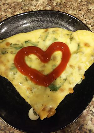ローソン納豆と春菊のオムレツ-レシピのメイン写真