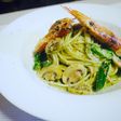 春色パスタ えびアスパラバジルクリーム