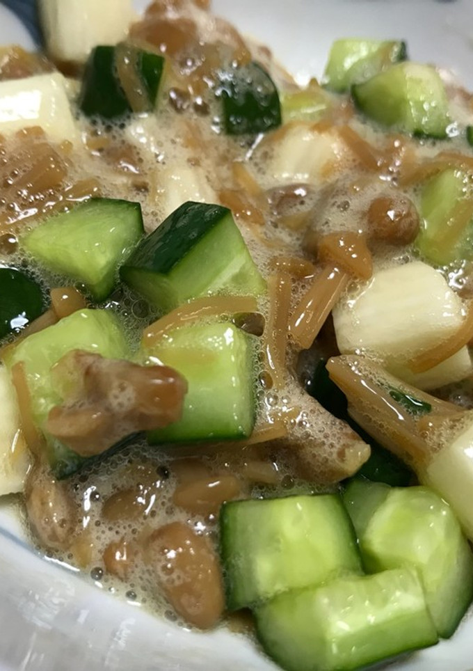 きゅうりと長芋と納豆のなめ茸あえ-レシピのメイン写真