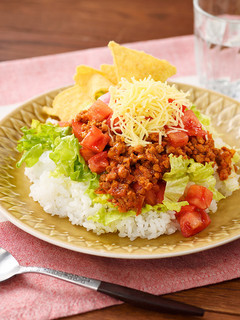 レンジで簡単!大豆タコミートのタコライス-レシピのメイン写真