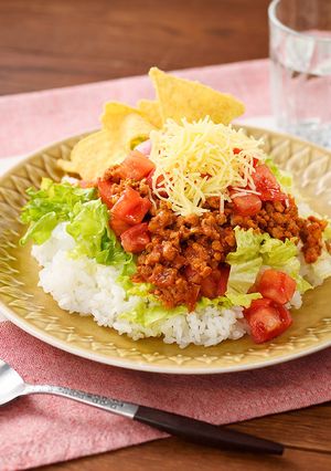 レンジで簡単！大豆タコミートのタコライス-レシピのメイン写真