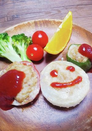 ピーマントマト玉ねぎ☆カラフル肉詰め-レシピのメイン写真