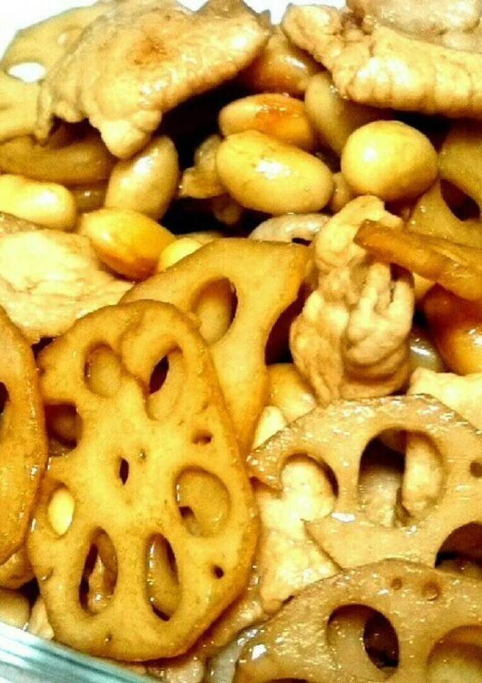 蓮根と豚肉と大豆の甘辛味噌炒め♥簡単☆-レシピのメイン写真