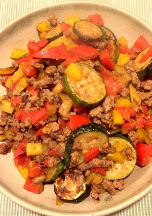 牛肉粗挽きミンチと野菜の炒め物-レシピのメイン写真