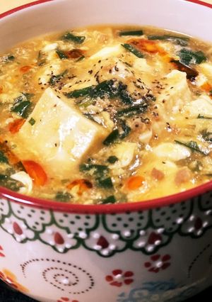 ニラ玉ーぼー豆腐♪丸美屋麻婆豆腐アレンジ-レシピのメイン写真