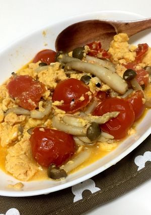 ☆プチトマトとしめじの卵とじ☆-レシピのメイン写真