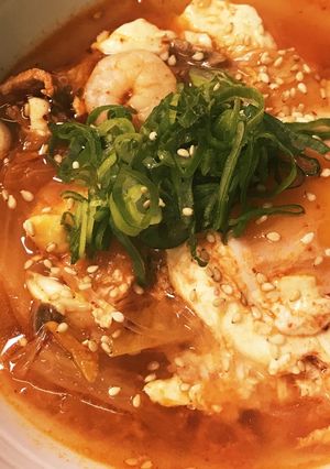【簡単！家にある材料で】キムチ春雨スープ-レシピのメイン写真