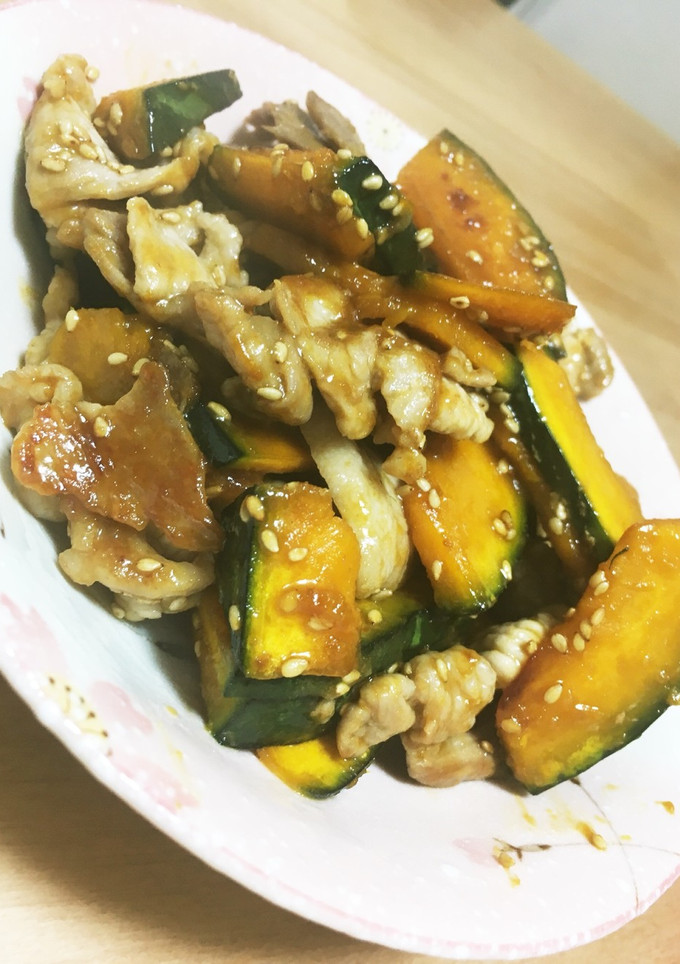かぼちゃと豚肉の炒め物-レシピのメイン写真