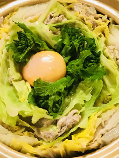 まん中菜の花☆白菜&キャベツ豚肉の野菜鍋-レシピのメイン写真