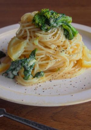 菜の花の塩レモンクリームパスタ-レシピのメイン写真