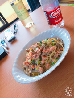 鮭とズッキーニときのこのクリームパスタ-レシピのメイン写真
