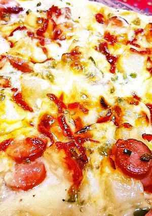 時短【お手軽カルボナーラポテトピザパイ】-レシピのメイン写真