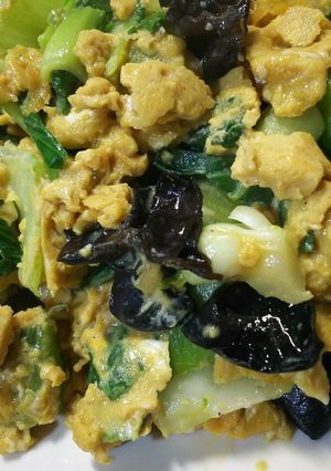 チンゲン菜とキクラゲと玉子の中華炒め-レシピのメイン写真