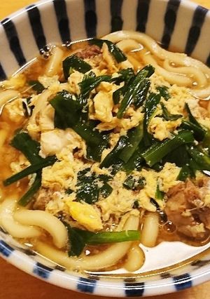シンプル簡単☆牛スジとニラの卵とじうどん-レシピのメイン写真