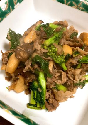 菜の花と牛肉の炒め物-レシピのメイン写真