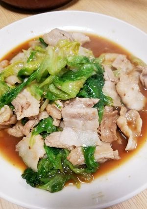 豚バラ肉とレタスの焼肉タレ炒め-レシピのメイン写真