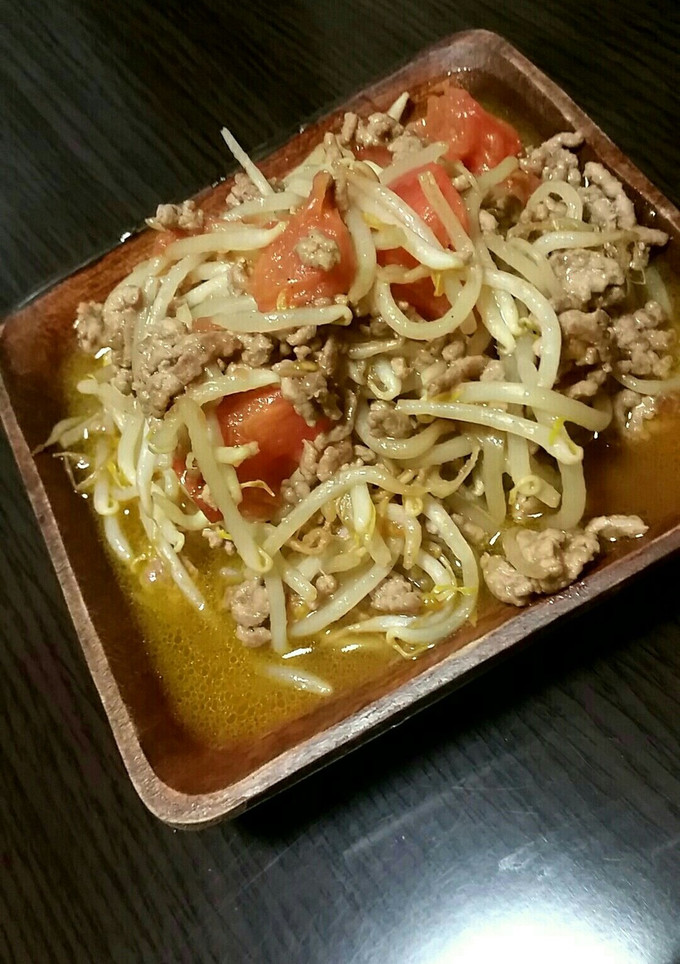 もやしひき肉トマト！材料3つで簡単炒め♡-レシピのメイン写真
