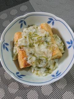 簡単1品☆油揚げにめかぶと長芋をかけたん-レシピのメイン写真