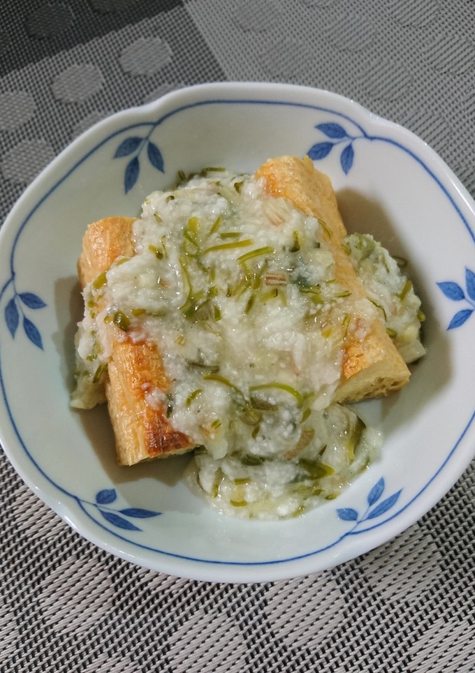 簡単1品☆油揚げにめかぶと長芋をかけたん-レシピのメイン写真