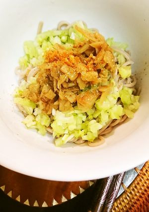 山ウドきんぴらと野沢菜蕎麦-レシピのメイン写真