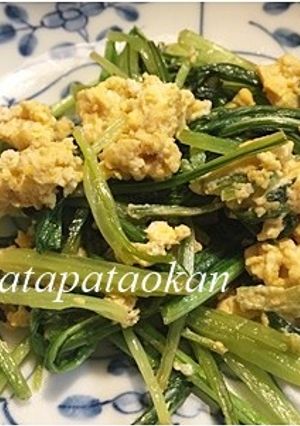 ササッと1品♪壬生菜と卵の炒め物-レシピのメイン写真