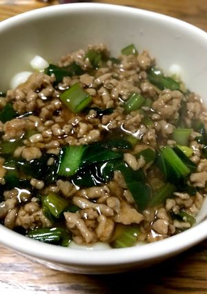 小松菜とひき肉のバカタレあんかけうどん-レシピのメイン写真