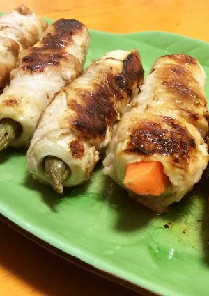人参・アスパラを通したちくわの肉巻き-レシピのメイン写真