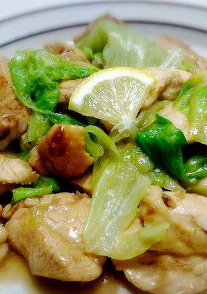 【鶏胸肉とレタスのウスターマヨ炒め】-レシピのメイン写真