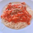 トミーのトマトソース鯖パスタ