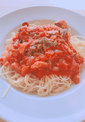トミーのトマトソース鯖パスタ-レシピのメイン写真