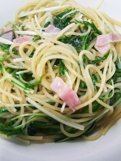 シャキ②水菜とベーコンのアンチョビパスタ-レシピのメイン写真