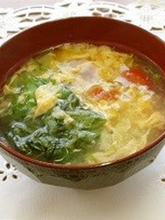 グリーンリーフとミニトマトの卵スープ-レシピのメイン写真