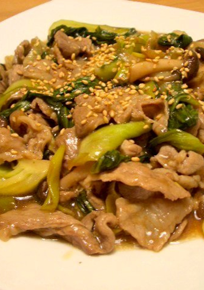 ご飯がすすむ！豚肉と青梗菜の柚子胡椒炒め-レシピのメイン写真
