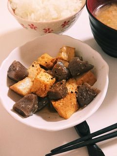 厚揚げこんにゃくの味噌煮-レシピのメイン写真