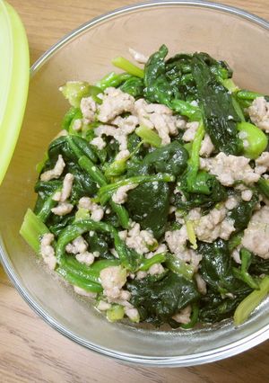 豚ひき肉とほうれん草の味噌炒め-レシピのメイン写真