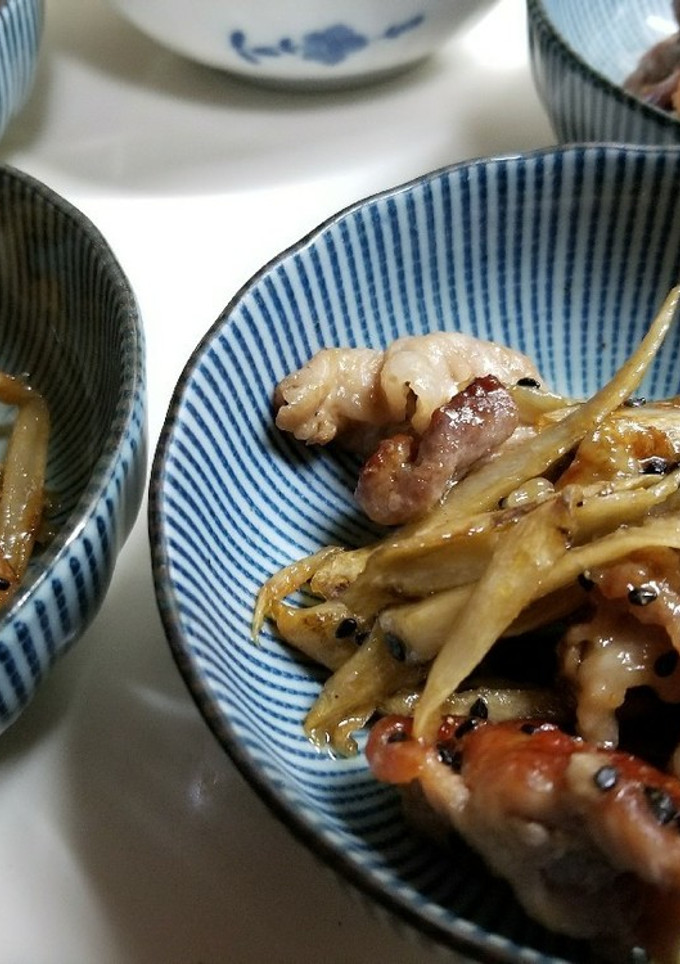 ゴボウと豚コマの甘辛-レシピのメイン写真