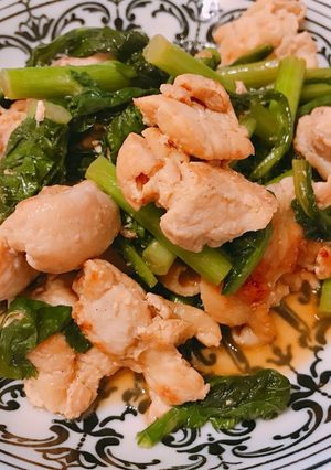 菜の花と手羽トロのマヨネーズ炒め-レシピのメイン写真