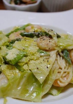 春野菜と海老のクリームパスタ-レシピのメイン写真