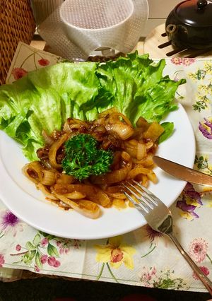 穴子みりん干しと玉ねぎのケチャップ炒め-レシピのメイン写真