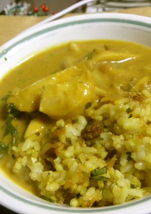 甘塩鱈☆春菊☆ココナッツカレー-レシピのメイン写真