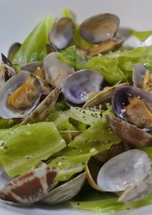 あさりとキャベツの簡単レンジ蒸し-レシピのメイン写真