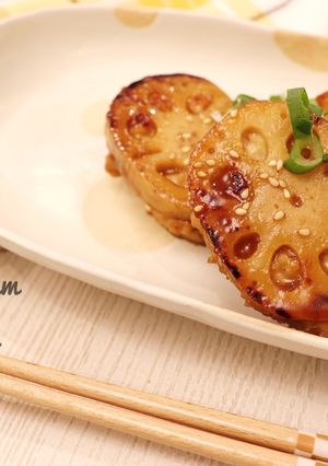 れんこんの黒酢はさみ焼き-レシピのメイン写真