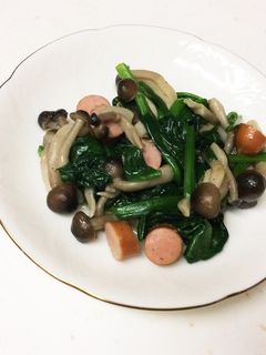 時短!簡単!ほうれん草としめじの油炒め-レシピのメイン写真
