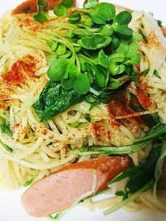エリンギと水菜、ソーセージのパスタ-レシピのメイン写真