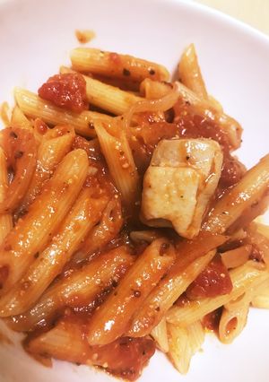 パスタに♡鶏肉とトマトのマスタードソース-レシピのメイン写真