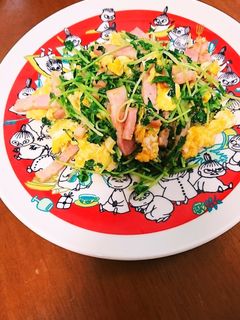 8分でもう1品!豆苗とベーコン炒め-レシピのメイン写真