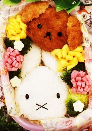 キャラ弁♡花畑のミッフィーとスナッフィー-レシピのメイン写真