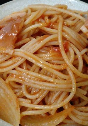 トマト缶シチューで「トマトスパゲッティ」-レシピのメイン写真