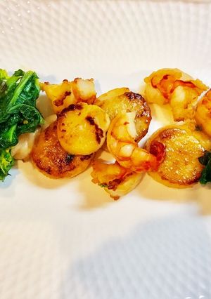 海老とホタテと菜の花のバター醤油炒め♡-レシピのメイン写真